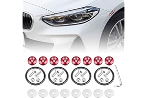 TOMALL Enmoo 8 Stück Auto Front Heckstoßstange Schnellspanner Unterlegscheiben Universal Aluminium Befestigungselemente Unterlegscheiben Schrauben Kit für Auto Stoßstange Fender Luke Cover (Rot)