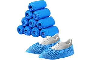 Ledeak Schuhüberzieher Einweg, 100 Stück Überschuhe Wasserdicht Einweg Überziehschuhe Plastik, Rutschfest Extra Dicke Schuhüberzieher für Innen Außen Schützt Teppiche Fußböden