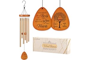 Leebbsin 50th Wedding Anniversary Wind Chime, Happy 50th Anniversary Romantic Gifts for Couple, Parents, Wife, Husband, Friends, Golden Anniversarys Keepsake Gifts Ideas