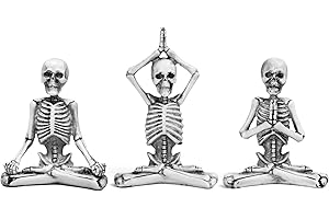 SHANTI NATION - Yoga Skulls - Set of Skeleton Yoga Figures - Ideal for Halloween Decoration - High Quality Packaging - for Yoga, Pilates, Meditation - Also as a Gift - Creepy