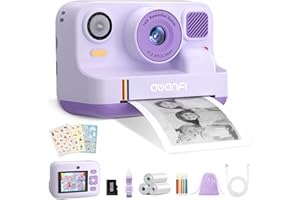 AWANFI Kinderkamera Sofortbildkamera, 1080P Sofortbildkamera Kinder mit 32GB Karte & 3 Rollen Druckpapier, 2,4 Zoll Digitalkamera Kinder Sofortdruck, Geschenk für Jungen und Mädchen 3-12 Jahren