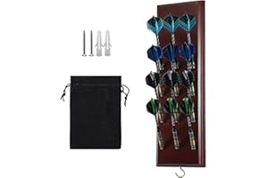 FDLS Darts Caddy Wall Mounted Darts Holder/Stand/with Metal Hook, Accessory Storage Bag, Displays 12 Set of Steel/Soft Tip Darts