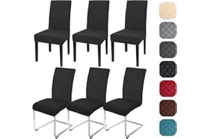 Yugarlibi Pokrowce na krzesła, zestaw 6 sztuk, elastyczne, nowoczesne, żakardowe, zdejmowane, nadają się do prania, do kuchni, restauracji, baru, hotelu, bankietu (czarne, 6 sztuk)