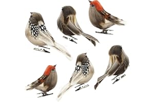 TINA.WIN 6 Pcs Vogels Deko Figuren KüNstliche VöGel Deko Mit Federn Und Clip FüR Garten FrüHling Deko Party Hochzeit Dekoration