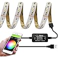 ZigBee USB RGBWW LED Strip Light Dimmable Smart Ambiance LED Kit Work with Hub Bridge Echo Plus for APP/Alexa Voice Control 6.56ft RGB Cold White Warm White 5V RGBCCT Lightstrip Plus Lighting