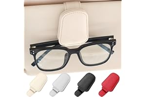 MOKHT Brillenhalter für Auto, Leder Sonnenbrillenhalter Auto, Magnetische Brillenständer für Auto Sonnenblende, Sonnenbrillen Halterung Auto für Brille Karte Ticket - Khaki