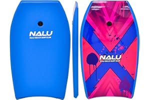 Nalu Bodyboard with Leash 33"/41" Body Board with Crescent Tail and XPE Core