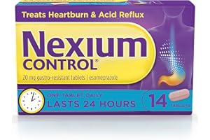 Nexium Control Heartburn & Indigestion Tablets for Acid Reflux Relief, Gastro-Resistant Esomeprazole Tablets, 20mg, 14 Count