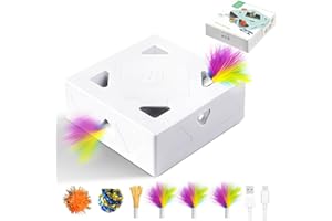 Migipaws Jouet pour Chat, Jouet interactif Automatique à 7 Trous pour Souris, Jouet d'éveil Ultra Amusant pour Les Chats d'intérieur, Rechargeable par USB, 4 pièces Accessoires