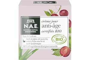 DIADERMINE N.A.E. Crème Jour Anti-Âge Visage Huile de Pépins de Raisin Bio, Extrait d'Aloe Vera Bio et Acide Hyaluronique, 50ml