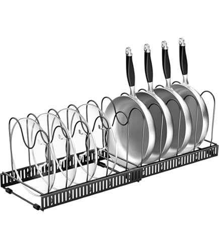 LDXDRU 2 stuks verstelbare pannendekselhouder voor lade, dekselorganizer keuken, dekselhouder keuken, uitbreidbare pannendekselhouder, perfect voor pannen, potten en deksels