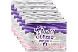 Softesse Toilet Paper 60 Rolls, 3 Ply Toilet Rolls Bulk Buy, Luxuriously Soft, Gentle and Hypoallergenic Sustainable Toilet Rolls - Quilted Toilet Roll for Your Family - Dermatologically Tested (60)