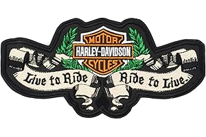 GZM Toppa Replica Harley Davidson Live to Ride 26 x 13 cm con termoadesivo per giacche da Biker