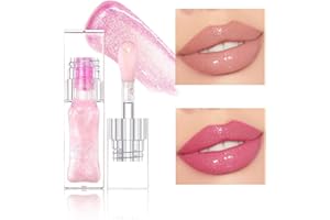 VIPOMKOWA Gloss à Lèvres Hydratant & Brillance, Haute Brillance, Fini Non Collant, Baume À Lèvres Pour Lèvres Sèches et Gercées, Huile à Lèvres Magique à Couleur Changeante, Perfectionnante à Effet Volumisant