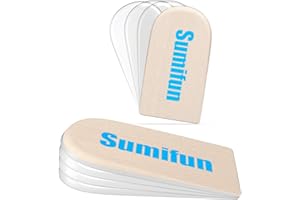 Sumifun Aumentar la plantilla, insertos Plantillas de gel de 4 capas de 1 pulgada para mujeres y hombres, almohadillas ortopédicas ajustables para dolor de talón y discrepancias