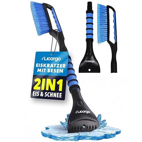 LICARGO Car Ice Scraper with Broom XXL [67 cm] [Plug-In System] | Paint-friendly Bristles & Large Edge | Snow Brush Car Ice Scraper with Broom Car Winter Accessories Windscreen Scraper Car