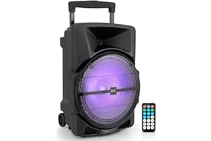 PYLE Bezprzewodowy przenośny system głośników PA – 1200 W wysokiej mocy kompatybilny z Bluetooth wewnątrz i na zewnątrz dźwięk DJ głośnik stereo z USB MP3 AUX wejście 3,5 mm, migające światło imprezowe i radio FM -PPHP1544B