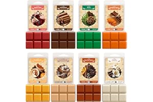 SNOWSEN Autumn Scented Wax Melts, Fall Soy Wax Melts, Strong Scented Wax Cubes for Wax Warmer, Pumpkin Pie, Apple Cider, Cinnamon, Pine, Pumpkin Spice,Snickerdoodle, Harvest Spice,Vanilla