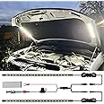 GreceYou 2-in-1 Under Hood LED Light Kit, Waterproof 12V Car LED Light Bar Car Underhood Work Lights with Automatic On/Off, 2pcs 36cm/14.17in 21LEDs Light Strip Kit, Universal Fits Any Vehicle