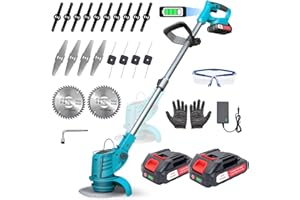 X-COTEC Rasentrimmer mit Akku – Akku Rasentrimmer, 9000 U/min, 2x1500mAh, Teleskopgriff 71–106cm, 4 Schneidköpfe – Freischneider Akku für Garten, Motorsense, Kantenschneider Rasen