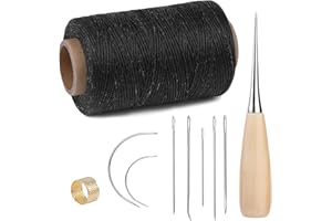 ‎BENLAY Benlay 273 Yards Gewachstes Nähgarn-Nähset Inklusive Nähgarn-Ahle, Nadeln, Fingerhut, Nähpolster-Reparaturset Für Lederhandwerk, Teppich, Sofa, Segelsitz, Schuhe, Nähen Und Reparieren (Schwarz)