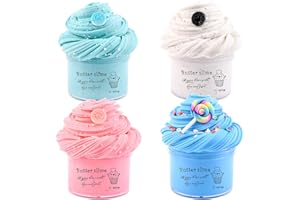 Rowecvce 4 Pack Candy Oreo Fluffy Butter Slime Kit, Scented putty Slime for Kids Party Favor, Soft and No-Sticky, Stress Relief Toy for Girls and Boys, Blue,green,pink,white, N001
