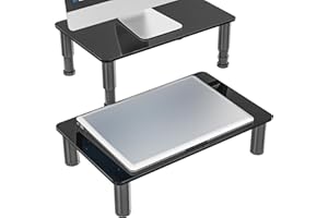 Hemudu 2 Soporte Monitor Escritorio, Elevador Monitor con Altura Ajustable, Soporte Mesa Monitor para Pantalla Plana LCD LED TV, Portátil/Ordenador/Xbox One, 38X24X8.6cm, Elevador TV Max Peso 40kg