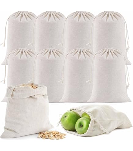 Sac Pochon Et Sachet 16 Pochons Cadeaux Coton Avec Cordon - 13x18cm - Réutilisables - Pour Noël, Mariage, Anniversaire Calendrier De L'avent Reutilisable