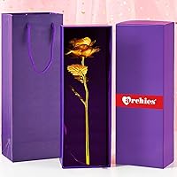 Archies® Gold Plated Rose with Soft Ribbon and Quality Box Packing Gifting for Valentines Day, Mothers Day, Fathers Day…