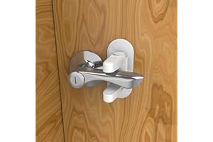 RAV3 Door Handle Locks | Child-Proof & Pet-Proof | Pack of 2 | Heavy-Duty 3M Adhesive Tape [White]