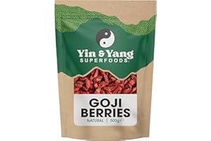 Premium Goji Berries 500g, by Yin & Yang Superfoods. Premium Quality, Delicious Sweet Flavour, 100% Natural, High in Vitamins, Minerals & Antioxidants, Source of Fibre, Vegan