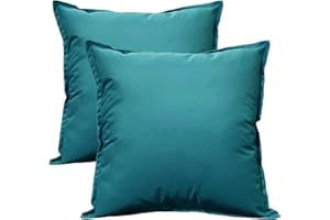 Olivia Rocco Lot de 2 housses de coussin imperméables et respirantes pour extérieur, terrasse, banc, canapé, mobilier, intérieur, salon, lit, chaise, 60 x 60 cm, bleu sarcelle New