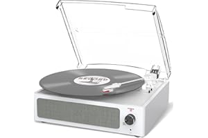 TRYNNAY Vinyl Record Player with Speaker Vintage Turntable for Vinyl Records, Belt-Driven Turntable Support 3-Speed, Wireless Playback, Headphone, AUX-in, RCA Line LP Vinyl Players Retro White