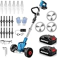 Cordless String Trimmer & Edger,3-in-1 24V Grass Trimmer Lawn Edger with2 PCS 2.0Ah Batteries and 3 Cutting Types Blades Included,Electric Weed Wacker for Lawn Care and Garden Yard Work