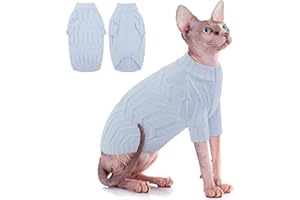 CITÉTOILE Maglione per Gatti - Copertura Termica per Gatti Senza Pelo e Cani Piccoli Maglia Classica con Maniche Uso Interno/Esterno blu M