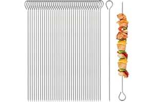 GGUFAY 50 Piezas Brochetas de Acero Inoxidable, 15 cm Pinchos Barbacoa, Pinchos para Barbacoa Reutilizables, Brochetas de la Parrilla, para Hoguera o Barbacoa