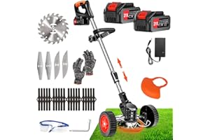 XBZZGMG Debroussailleuse Electrique sans Fil 21V, Coupe Bordure sans Fil avec Batterie 4.0Ah et 4 Types de Lames, Débroussailleuses Electrique Batterie pour la Coupe de Jardin, Pelouses et Terres Agricoles