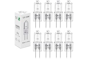 BROTOU G4 Halogen Bulbs, 20W 12V 300LM 2800K Warm White 2 Pin Clear Capsule Lamp Bulbs, Dimmable (8)