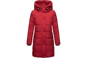 MARIKOO Damen Wintermantel warmer Steppmantel lang mit Kapuze und hohem Kragen Karumikoo XVI XS-5XL