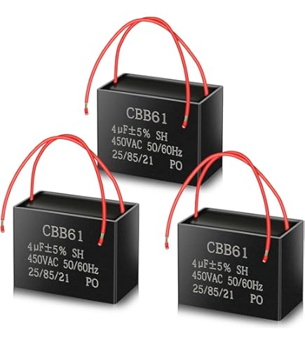 Condensatore Per Ventilatore CBB61 10uF 450V: Ricambio Per Motori A Soffitto, Pompa, Cappa, Con 2 Fili, 48x28x39mm - 6