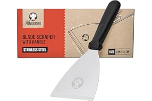 Chef Pomodoro Raschietto per Impasto per Pizza – Utensile in Acciaio Inossidabile da 10 cm (4 pollici) per la Cucina, Taglia Impasto, Spatola per Pizza, Raschietto per Impasto
