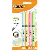 BIC Pastel fosforlu kalem, 4 farklı pastel renkte, &ccedil;izgi kalınlığı: 1,6 mm &ndash; 3,3 mm, kuruma korumalı, renkli