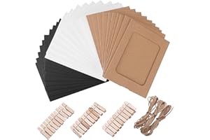 VORCOOL 30pcs Marco de Foto de Papel Decoración de Pared con Cuerda y Clip Bordes de Decoración Marco de Papel para 4x6in Fotos