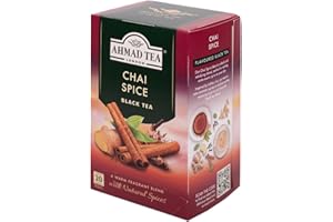 ‎AHMAD TEA Ahmad Tea - Chai Spice - Schwarztee mit Ingwer, Zimt und Nelken - Einzeln Verpackte, Aromaversiegelte Teebeutel mit 2g Tee pro Portion - 20 Teebeutel mit Band
