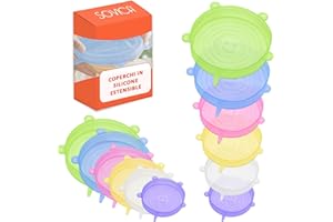 SOVICA Coperchi in silicone estensibile per alimenti 12 pezzi multifunzionale Innovazione nella conservazione degli alimenti a prova di lavastoviglie coperchio silicone multicolore
