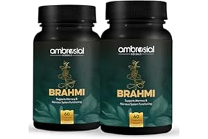 Bacopa Monnieri Brahmi Capsules - 500mg 120 Tablets | | Bacopa Extract | Non - GMO | Gluten & Allergen Free | Brain Supplement | 100% Natural Ingredients | By Ambrosial