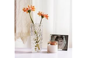 QFkris 7.5" Clear Crystal Glass Flower Vase, Thickened Design for Home Decor, Ideal for Centerpieces,Gift