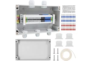 YUANYUU Abzweigdose Aufputz Verteilerdose IP68, 2 in 3 Raus Abzweigdose Wasserdicht, Verteilerdose Aufputz mit Klemmblock Hutschiene, Klemmleiste Kit, Uk 2,5 Klemmen-Kit für Kabelanschluss
