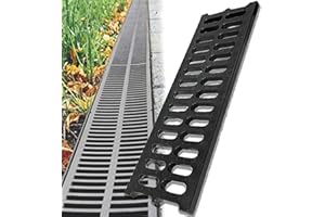 Earnmore Caniveau Exterieur Grille de Drainage, Grille Caniveau, Systèmes De Drainage, Caniveau Exterieur, Caniveau Terrasse, Jardin Grilles, pour Cour, Route, Parc,50x15x2cm(19.7x5.9x0.79in)