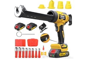 GISAM Pistolet à Cartouche sans Fil avec 2 x 2000 mAh Batterie, Pression Max 4900N, Lot de 27 Accessoires de Scellement Pro, 6 Vitesses, Pour Cartouches De 310 mL pour Scellement, Remplir Professionnels